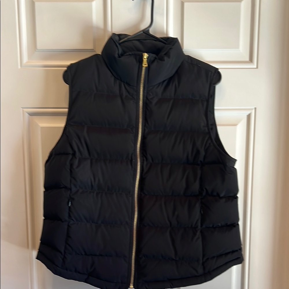 Talbots Black Quilted Puffer Vest with Gold Zipper